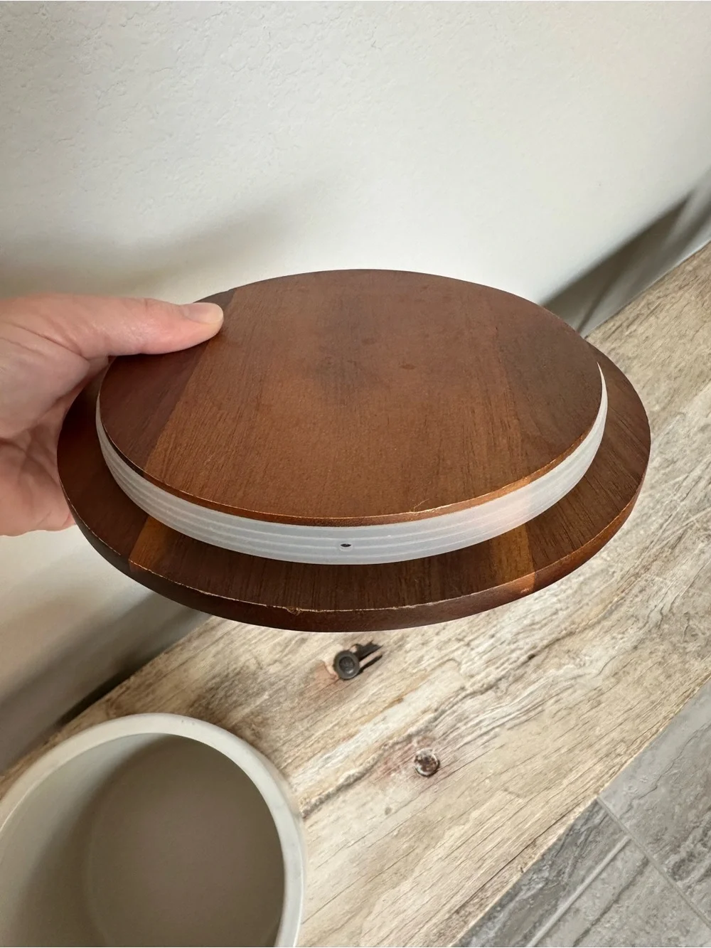 Hearth & Hand White Cookie Jar Canister Wood Lid
